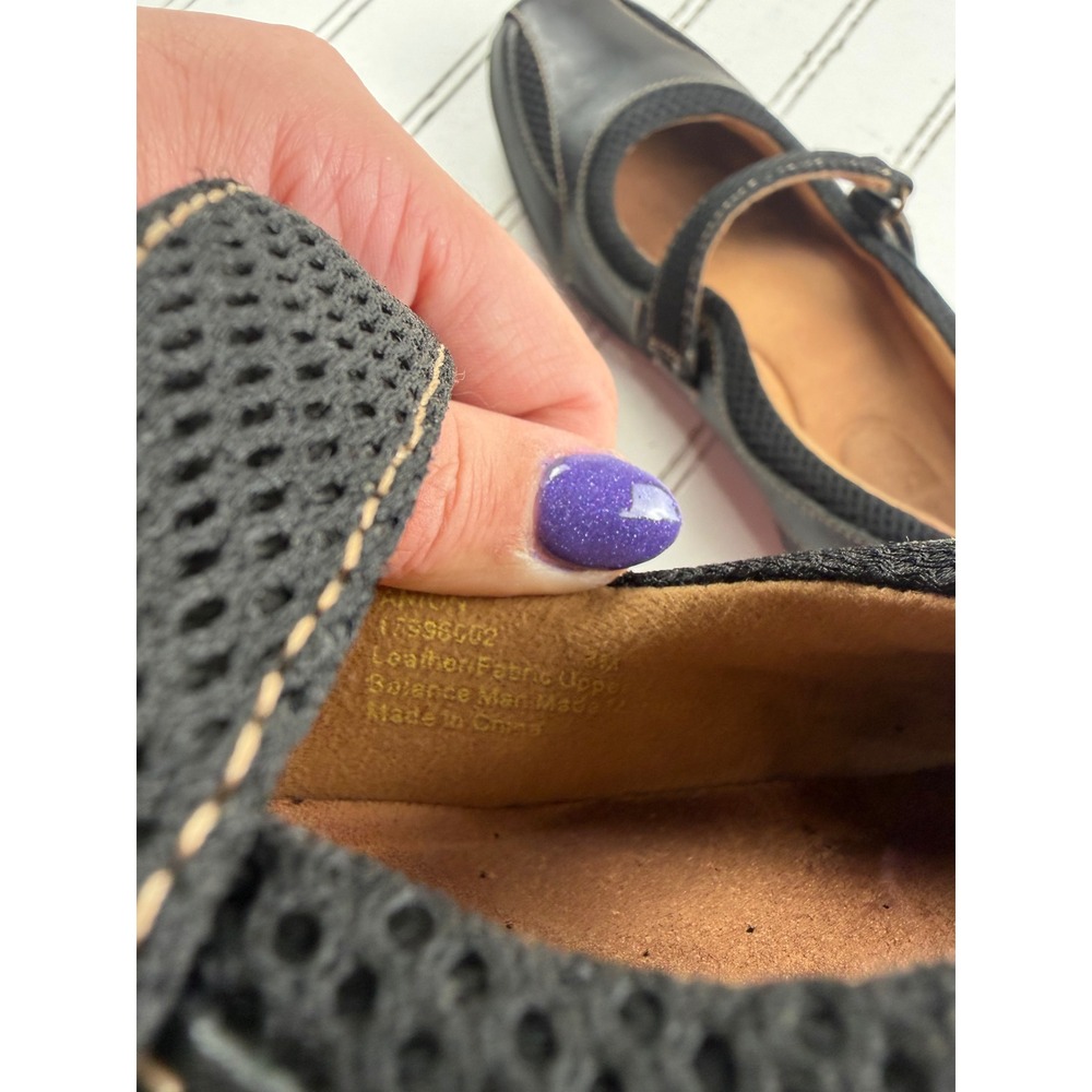 Naturalizer Black Leather Mesh Mary Jane Comfort Flats Women's Size 8M - Picture 5 of 10